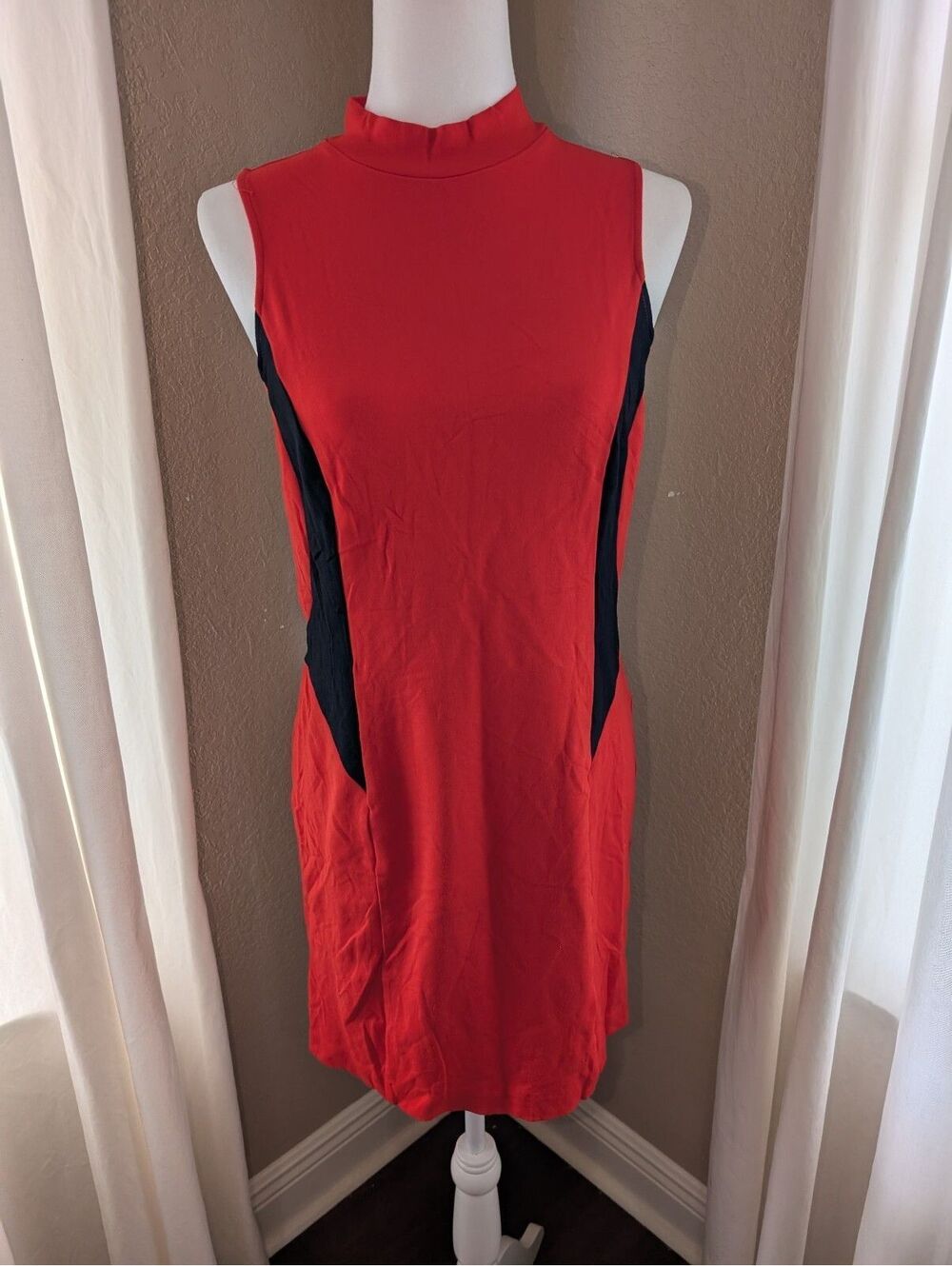 Kensie Blood Orange & Black Colorblock Sheath Dress